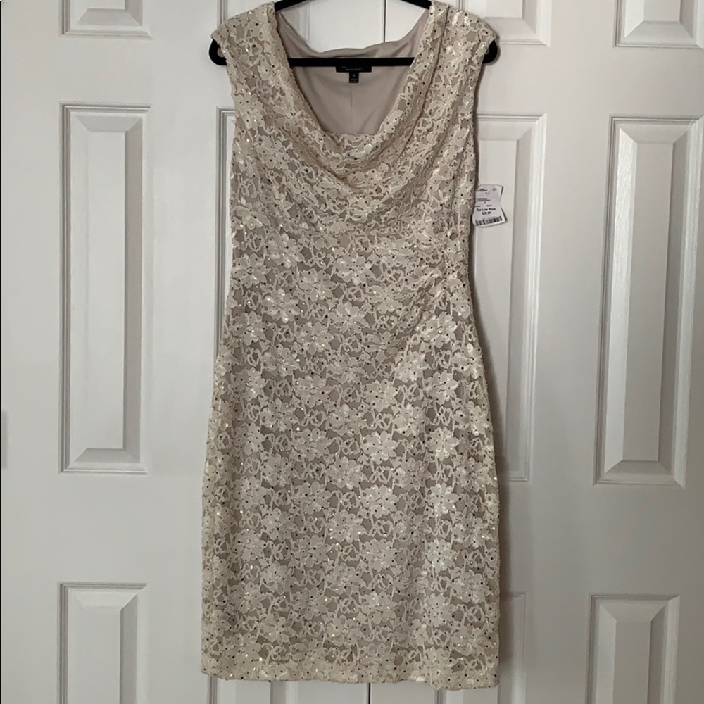 Off White Lace Dress w/Sequins